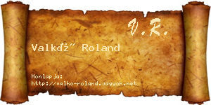 Valkó Roland névjegykártya