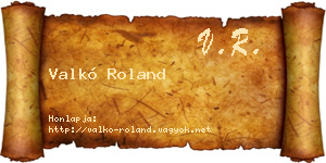 Valkó Roland névjegykártya